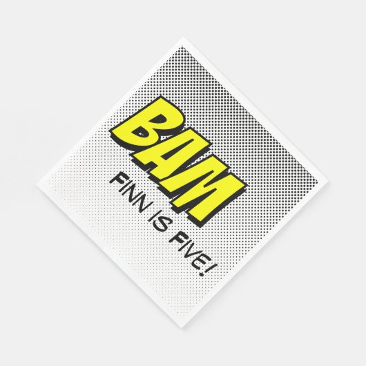 Superhero Luncheon Napkins Gelbe "Bam" mit Punkten Serviette (Ecke)