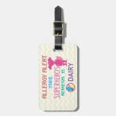 Superhero-Mädchen-Molkereiallergie-personalisierte Gepäckanhänger (Vorderseite vertikal)