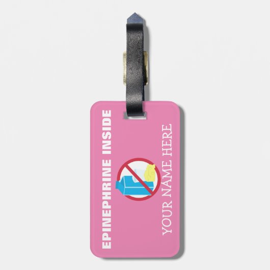 Superhero-Mädchen-Molkereiallergie-personalisierte Gepäckanhänger (Rückseite vertikal)
