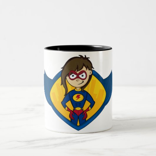 Superhero-Mädchen-Tasse Zweifarbige Tasse (Mittel)