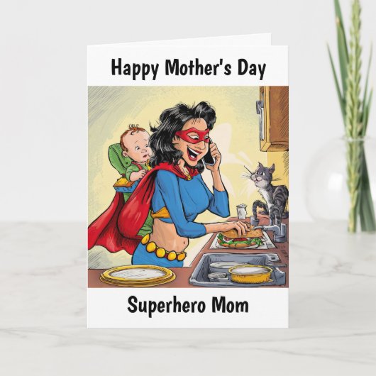 Superhero-Mama Personalisierter Muttertag Karte (Vorderseite)
