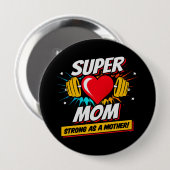 Superhero-Mama - stark wie eine Mutter - Super-Mam Button (Vorne & Hinten)
