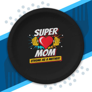 Superhero-Mama - stark wie eine Mutter - Super-Mam Pappteller