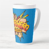 SUPERHERO Name Fun Retro Comic Pop Kunst Milchtasse (Rechte Ecke)