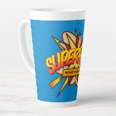 SUPERHERO Name Fun Retro Comic Pop Kunst Milchtasse (Linke Ecke)