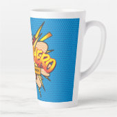 SUPERHERO Name Fun Retro Comic Pop Kunst Milchtasse (Rechts)