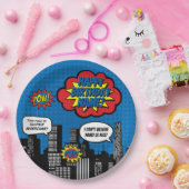 Superhero-Name-Platte Pappteller (Party)