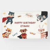 Superhero Niedlicher Tiere Kindergeburtstag Banner (Horizontal)