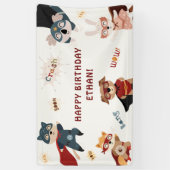 Superhero Niedlicher Tiere Kindergeburtstag Banner (Vertikal)