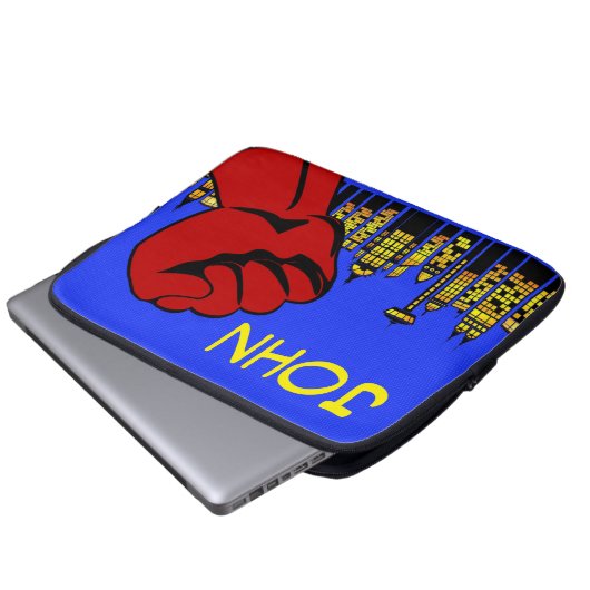 Superhero Notebook-Gehäuse mit individuelle Name Laptopschutzhülle (Vorne Knopf)