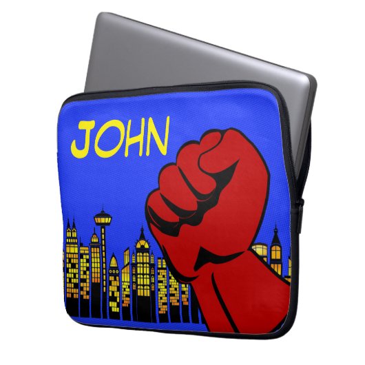 Superhero Notebook-Gehäuse mit individuelle Name Laptopschutzhülle (Vorderseite Links)