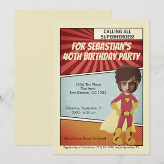 Superhero Old Comic Novelty Geburtstagsparty Einladung