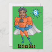 Superhero Orange Birthday Invite Einladung (Vorderseite)