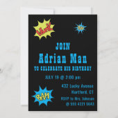 Superhero Orange Birthday Invite Einladung (Rückseite)