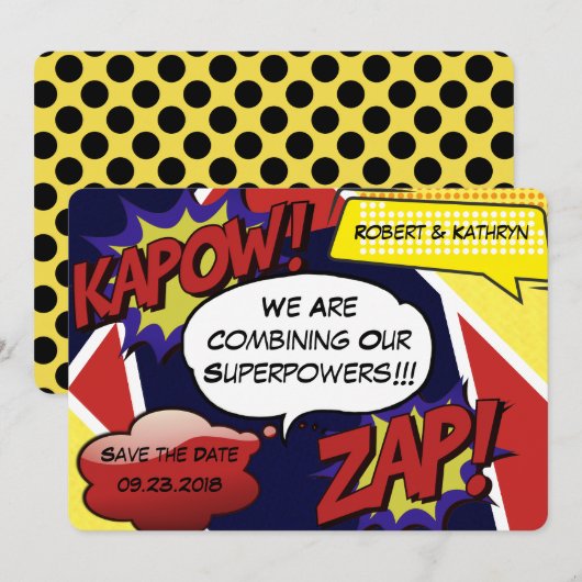 Superhero Parody Save the Date Wedding (Vorne/Hinten)