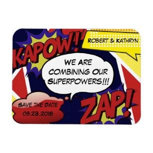 Superhero Parody Save the Date Wedding Magnet