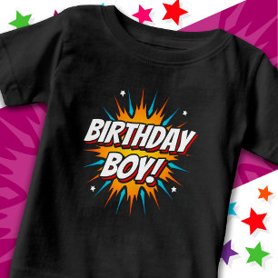 Superhero Party Comic Book Hero Birthday Boy Baby T-shirt