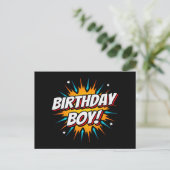 Superhero Party Comic Book Hero Birthday Boy Postkarte (Stehend Vorderseite)