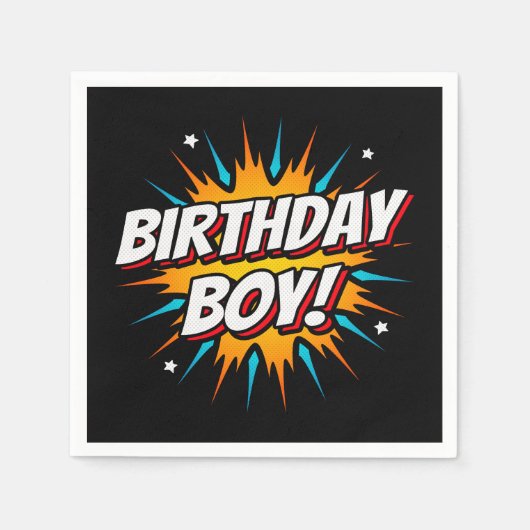 Superhero Party Comic Book Hero Birthday Boy Serviette (Vorderseite)