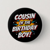 Superhero Party Comic Cousin von Birthday Boy Button (Vorderseite)