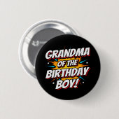 Superhero Party Comic Oma von Birthday Boy Button (Vorne & Hinten)
