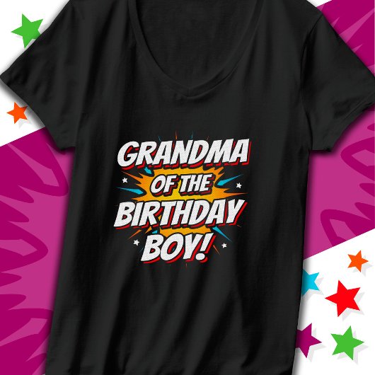 Superhero Party Comic Oma von Birthday Boy T-Shirt