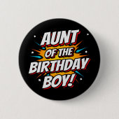 Superhero Party Comic Tante zum Geburtstag Junge Button (Vorderseite)