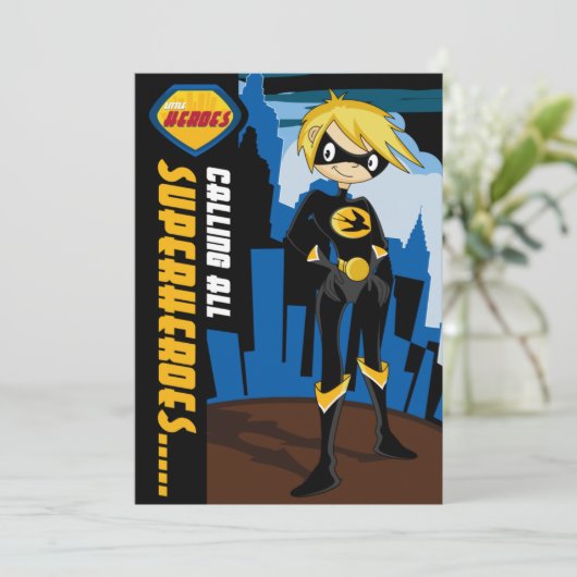 Superhero-Party Einladung (Stehend Vorderseite)