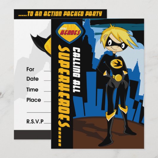 Superhero-Party Einladung (Vorne/Hinten)