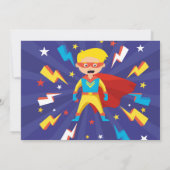 Superhero Party Einladung Boys Blue Foto Super (Rückseite)