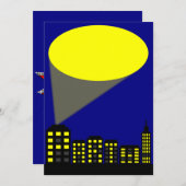 Superhero Party Einladung - Stadtbild & Spotlight (Vorne/Hinten)