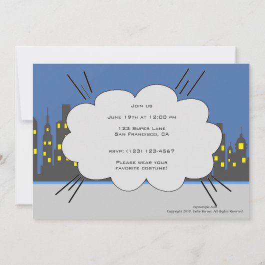 Superhero-Party Einladungen (Rückseite)