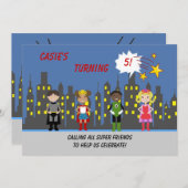 Superhero-Party Einladungen (Vorne/Hinten)