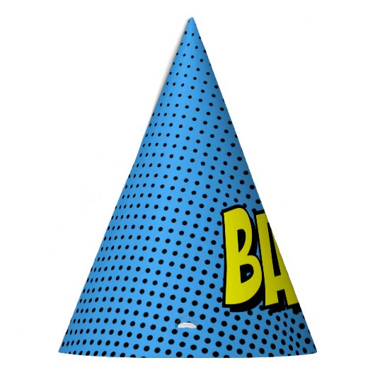 Superhero Party Hat - Blue Black Dot BAM Partyhütchen (Links)