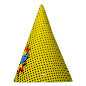 Superhero-Party-Hut - gelber schwarzer Punkt - Partyhütchen (Rechts)