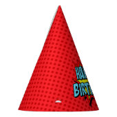 Superhero-Party-Hut - roter Punkt-alles Gute zum Partyhütchen (Links)
