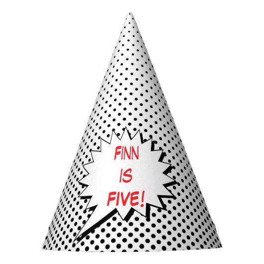 Superhero-Party-Hut - Schwarz-weißer Punkt Partyhütchen (Vorderseite)