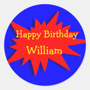 Superhero Party Theme Red Blue Runder Aufkleber