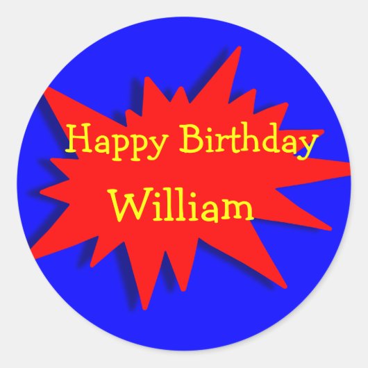 Superhero Party Theme Red Blue Runder Aufkleber (Vorderseite)