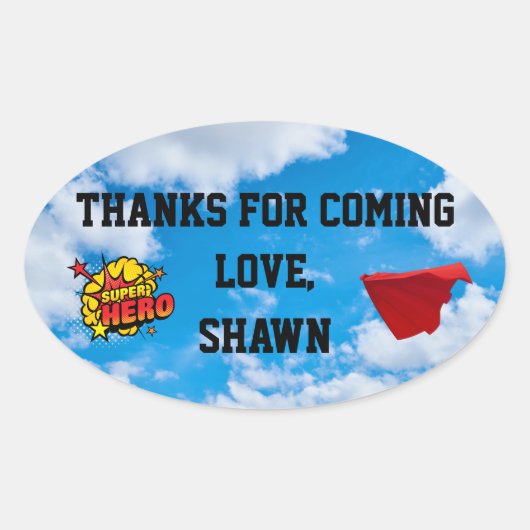 Superhero Party Vielen Dank, Sticker (Vorderseite)