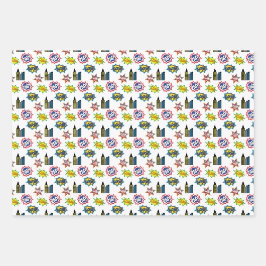 Superhero Pattern Geschenkpapier Set (Vorderseite 2)
