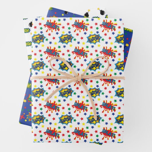 Superhero Pattern Geschenkpapier Set (Beispiel)