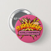 SUPERHERO Personalisiertes Comic-Heft Rosa Button (Vorne & Hinten)