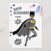 Superhero Phantastisch Unique Boy Fabulous Geburts Einladung (Vorne/Hinten)