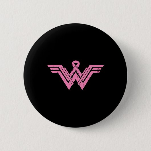 Superhero Pink Ribbon Brustkrebs Mama Button (Vorderseite)