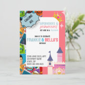 Superhero & Princess Custom Einladungen zum Geburt (Stehend Vorderseite)