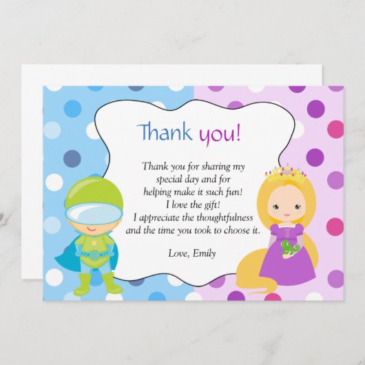 Superhero Princess Vielen Dank Note Card Mitteilungskarte (Vorne/Hinten)