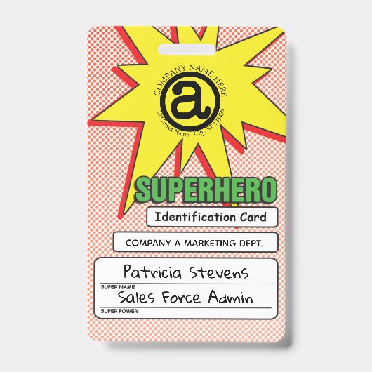 Superhero PVC-Identifikations-Abzeichen Ausweis (Vorderseite)