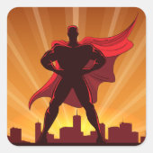 Superhero Quadratischer Aufkleber (Vorderseite)
