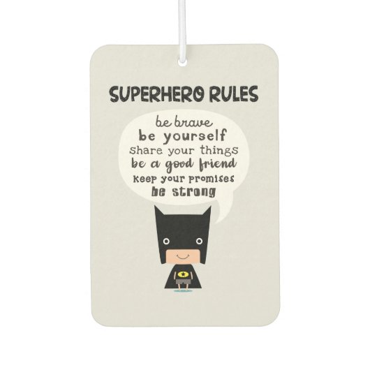 Superhero-Regeln Autolufterfrischer (Vorderseite)